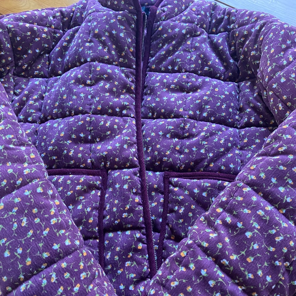 Lulus Burgundy Floral Quilted Puffer Jacket Women’s L EUC 🩷 - Picture 4 of 10